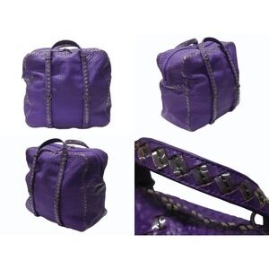 Bottega Veneta hardware black purple leather handbag